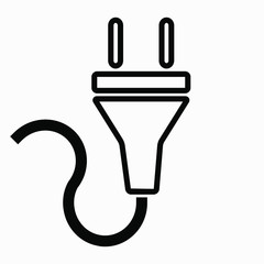 Icon of an electric plug with a wire.Commercial line vector icon for websites and mobile minimalistic flat design.