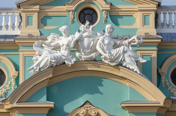 Architecture statues in detail at the Mariinsky Palace in Kyiv