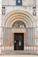 Fototapeta na wymiar Parma, Italy. Baptistery of Parma. Details of architecture.
