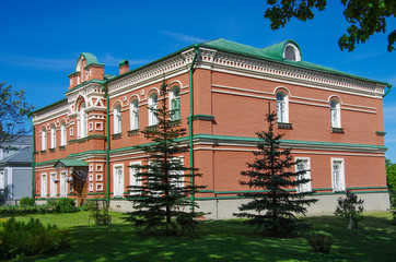 Khotkovo, Moscow Oblast, Russia - May, 2019: Pokrovsky Hotkov Monastery in sunny spring day