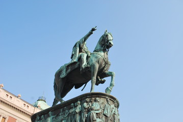 Knez Mihailo on a horse, statue in Belgrade