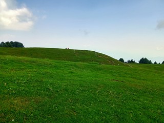 Beautiful green landscapes of Clouds invading the mountains.