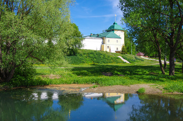 Khotkovo, Moscow Oblast, Russia - May, 2019: Pokrovsky Hotkov Monastery in sunny spring day