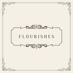 Vector greeting card. Retro wedding invitations template, advertising or other design and place for your text. Vintage Banner with flourishes frame