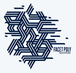 Polygonal low poly vector abstract design, artistic retro style background for ads or prints, cover or poster, banner or card. Linear 3D triangles and cubes elements.