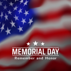 Memorial Day in USA with lettering remember and honor. Holiday of memory and honor of soldiers, military personnel who died while serving in the United States Armed forces. Vector banner