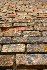 old and tall bricks wall. Bricks background.
