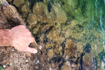 Vacation season soon. jumping from the rocks.