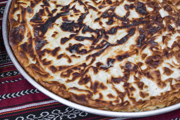 Traditional Turkish cheese pienamed Suborek, Chebureki or Suberek.