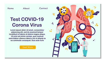 Pulmonology concept, doctors analyzing human lungs for infections or problems by Covid-19 Corona virus. Modern flat web page design for website and mobile website development. Vector illustration.