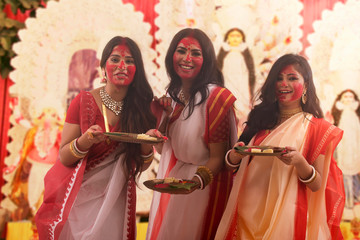 Sindoor Kheyla by Bengali Married Ladies during Durga Puja
