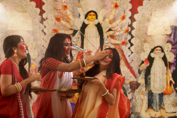 Sindoor Kheyla by Married Ladies during Durga Puja
