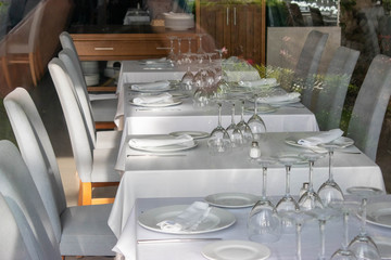 The restaurant on the beach waiting for the opening after quarantine
