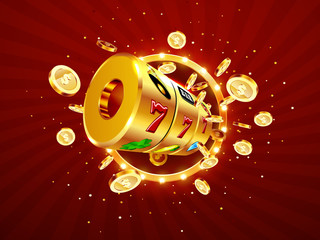 Golden slot machine wins the jackpot. - 345596793
