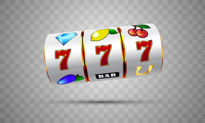 Lucky seven on slot machine. Vector. - 345596965