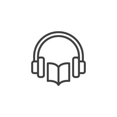 Audio book line icon. linear style sign for mobile concept and web design. Book and headphones outline vector icon. Symbol, logo illustration. Vector graphics