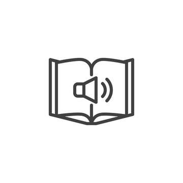 Audio book line icon. linear style sign for mobile concept and web design. Book and speaker outline vector icon. Symbol, logo illustration. Vector graphics