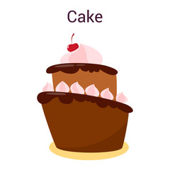 Cake. Pastry for holidays. Sweet delicious cream and chocolate.