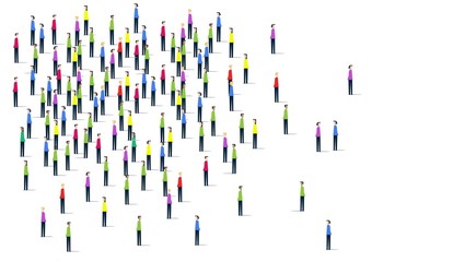 A large group of people.. Vector illustration. A large group of people is crowded on a white background.
