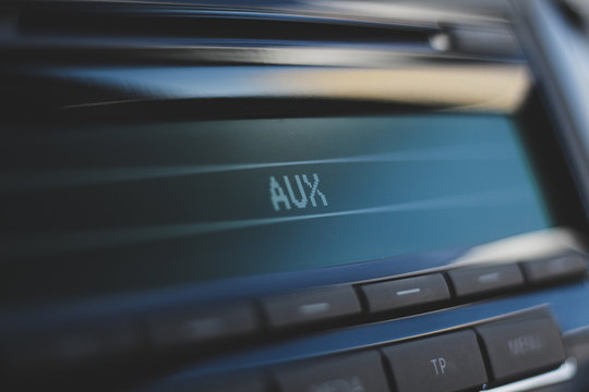 Car Radio With Aux Function. Bokeh Background