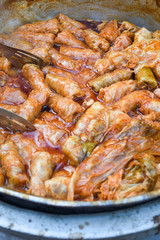 Cabbage rolls with meat, rice and vegetables.Stuffed cabbage leaves with meat.