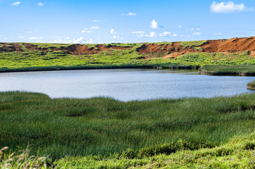 Rano Raraku, Easter Island, the quarry of the Moai.