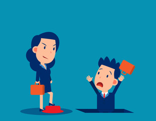 People and job insecurity. Business unemployed and fired concept. Business cartoon vector style design