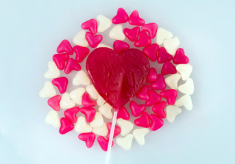 red and white sugar hearts