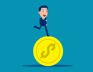 Running on coins. Business financial  concept. Business vector style