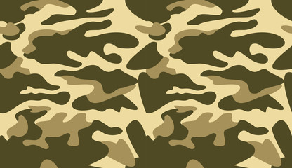 Camouflage pattern background vector. Classic clothing style masking camo repeat print. Virtual background for online conferences, online transmissions. Green khaki olive colors forest texture