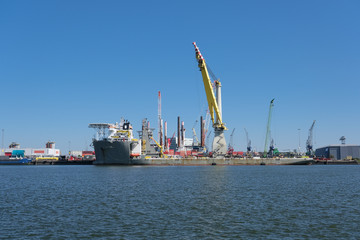 Industrial area in the Port of Rotterdam in The Netherlands. port of rotterdam zuid holland/netherlands products terminal europoort/calandkanaal