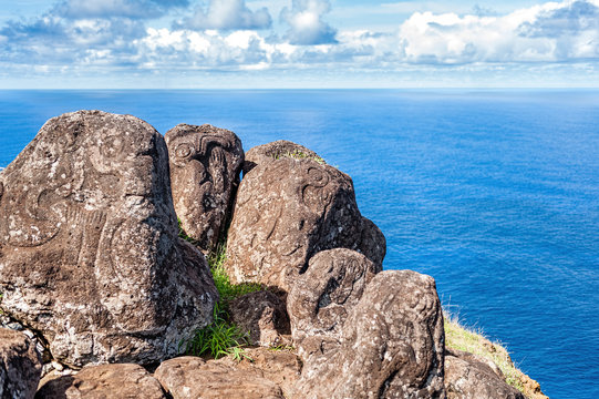 The petroglyphs of Orongo, Easter Island.