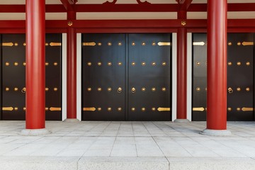 Entrace door of a temple in Tokyo, Japan