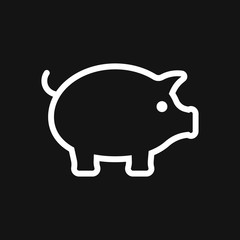 Pig icon in minimal style, isolated on background.
