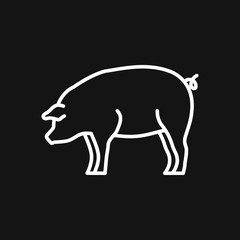 Pig icon in minimal style, isolated on background.