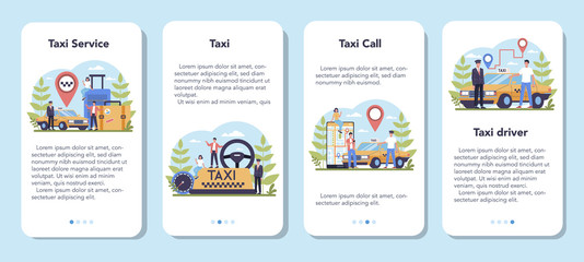 Taxi service mobile application banner set. Yellow taxi car. Automobile © inspiring.team
