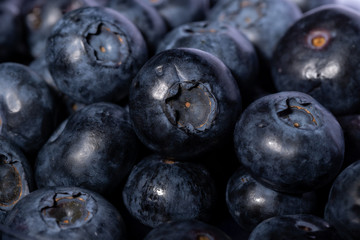 Fresh ripe blueberries closeup. Macro shooting