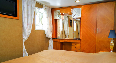 View into oceanview ocean view outside exterior cabin stateroom suite with living room and bedroom...