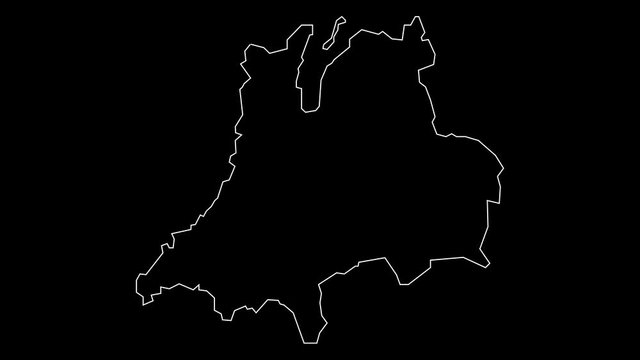 Jonkoping Sweden county map outline animation
