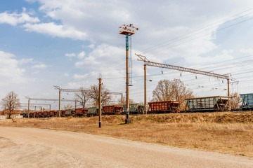 Fototapeta premium freight trains stand at the station