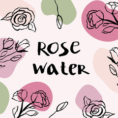 Vector packaging design elements and templates for rose water labels and bottles