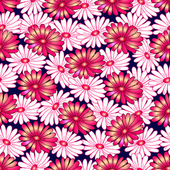 Fototapeta premium Vector seamless pattern with colorful flowers. Design for cards, invitations, covers, posters, paper and fabric.