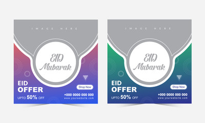 Creative Eid offer social media poster vector