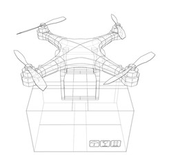 Delivery drone concept outline. Vector