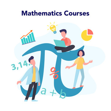 Math course concept. Learning mathematics, idea of education