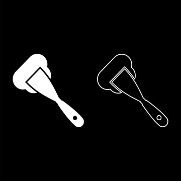 Construction spatula spreading mortar Working tools Manufacturing equipment Plasterer Stucco putty icon outline set white color vector illustration flat style image
