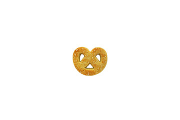 pretzel shaped butter cookie sprinkled with sugar isolated on white background, danish butter cookie, golden brown cookie, danish biscuit, pretzel butter cookie