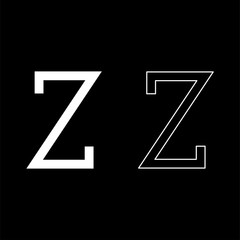 Zeta greek symbol capital letter uppercase font icon outline set white color vector illustration flat style image