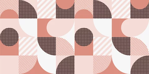 Tapeten Monochromes geometrisches nahtloses Muster im skandinavischen Stil. Abstrakter Vektorhintergrund mit einfachen Formen und Beschaffenheiten. © Oleksandra