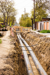 Pipes and cables. Repair of communications. Water supply, electricity, Sewerage